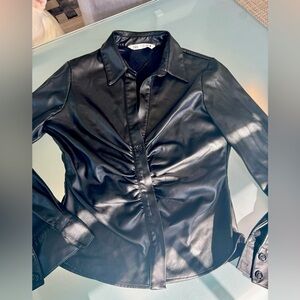 ZARA faux leather blouse